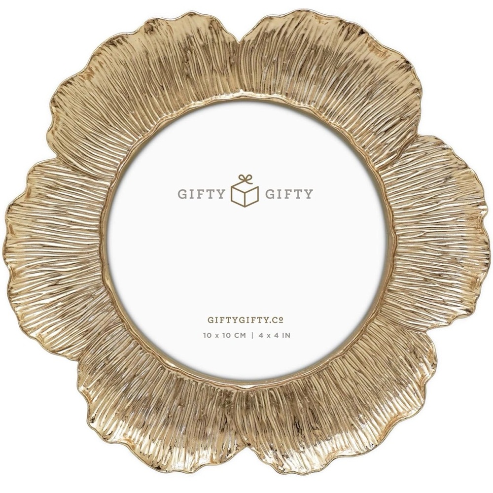 🖼️ Circular Gold Floral Photo Frame / 4x4 In 🖼️